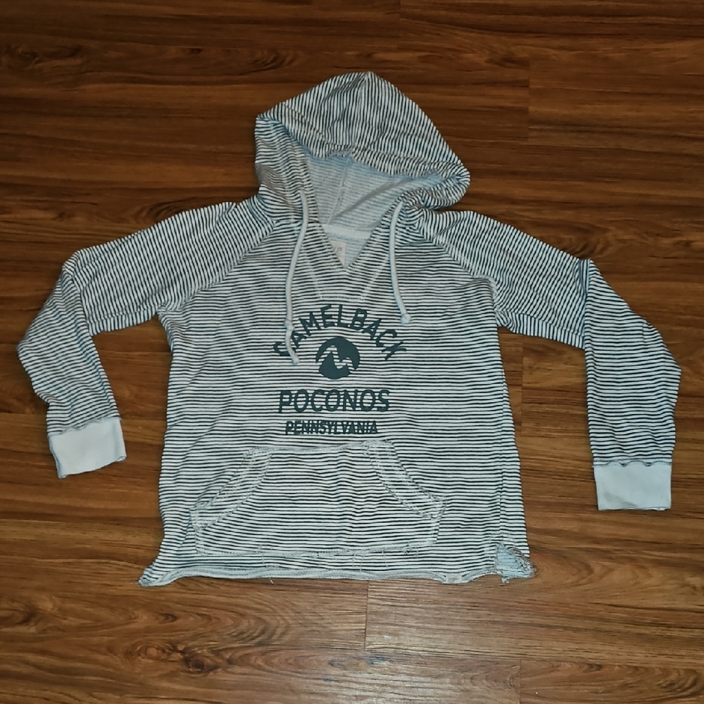 Blue 84 Black and White Striped Hoodie